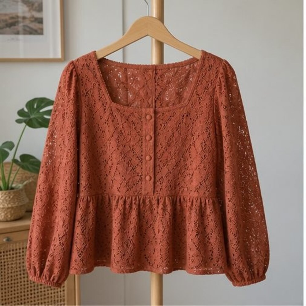 Rust Button Blouse